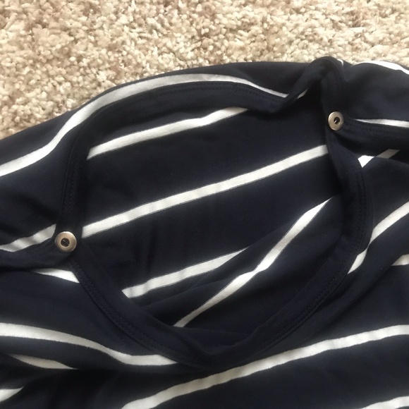 Fitted long sleeve, navy dress with white stripes - Picture 4 of 6